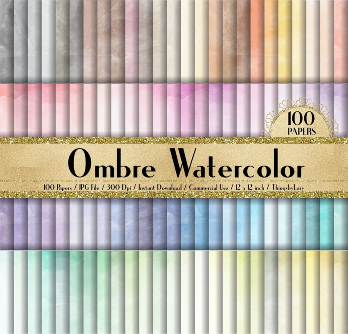 Kit Digital Papéis Digitais Aquarelados 500