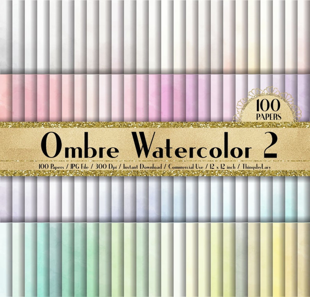 Kit Digital Papéis Digitais Aquarelados 500 - Imagem 2