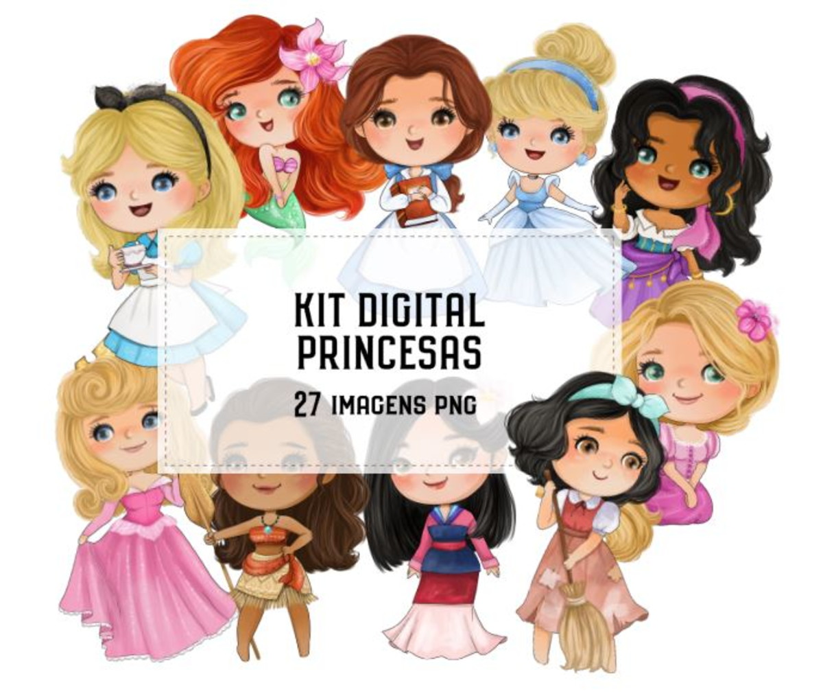 Kit Digital Princesas Aquarela 1958