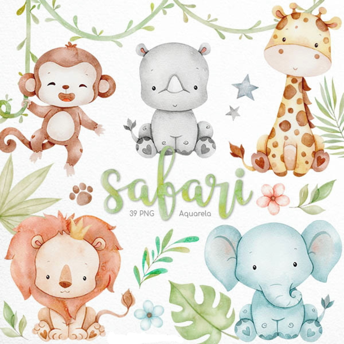 Kit Digital Safari Aquarela 163