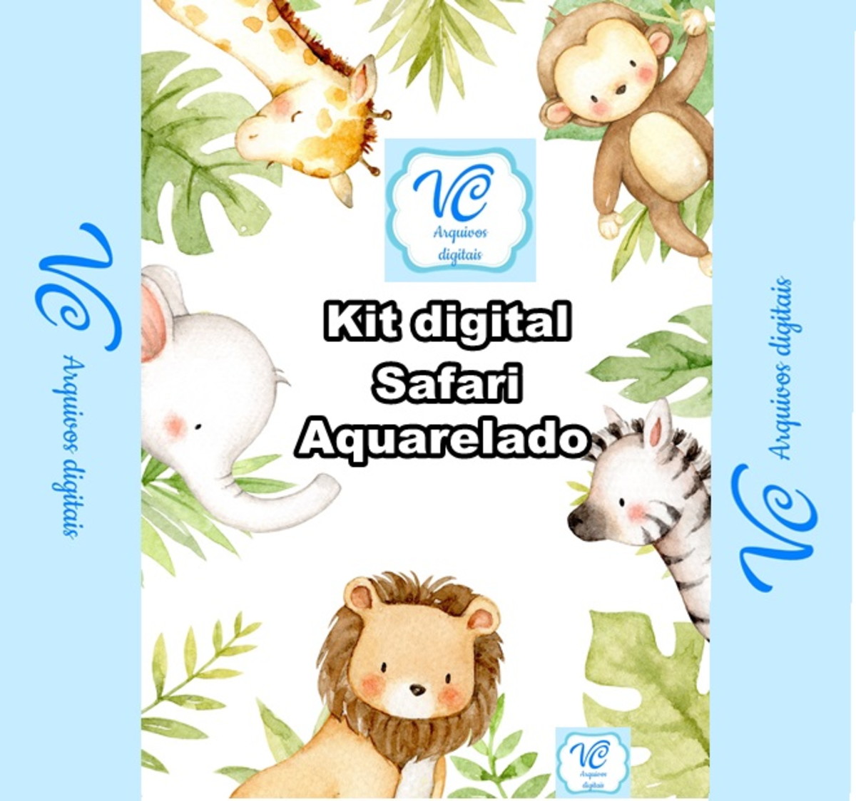 Kit Digital Safari Aquarelado 2