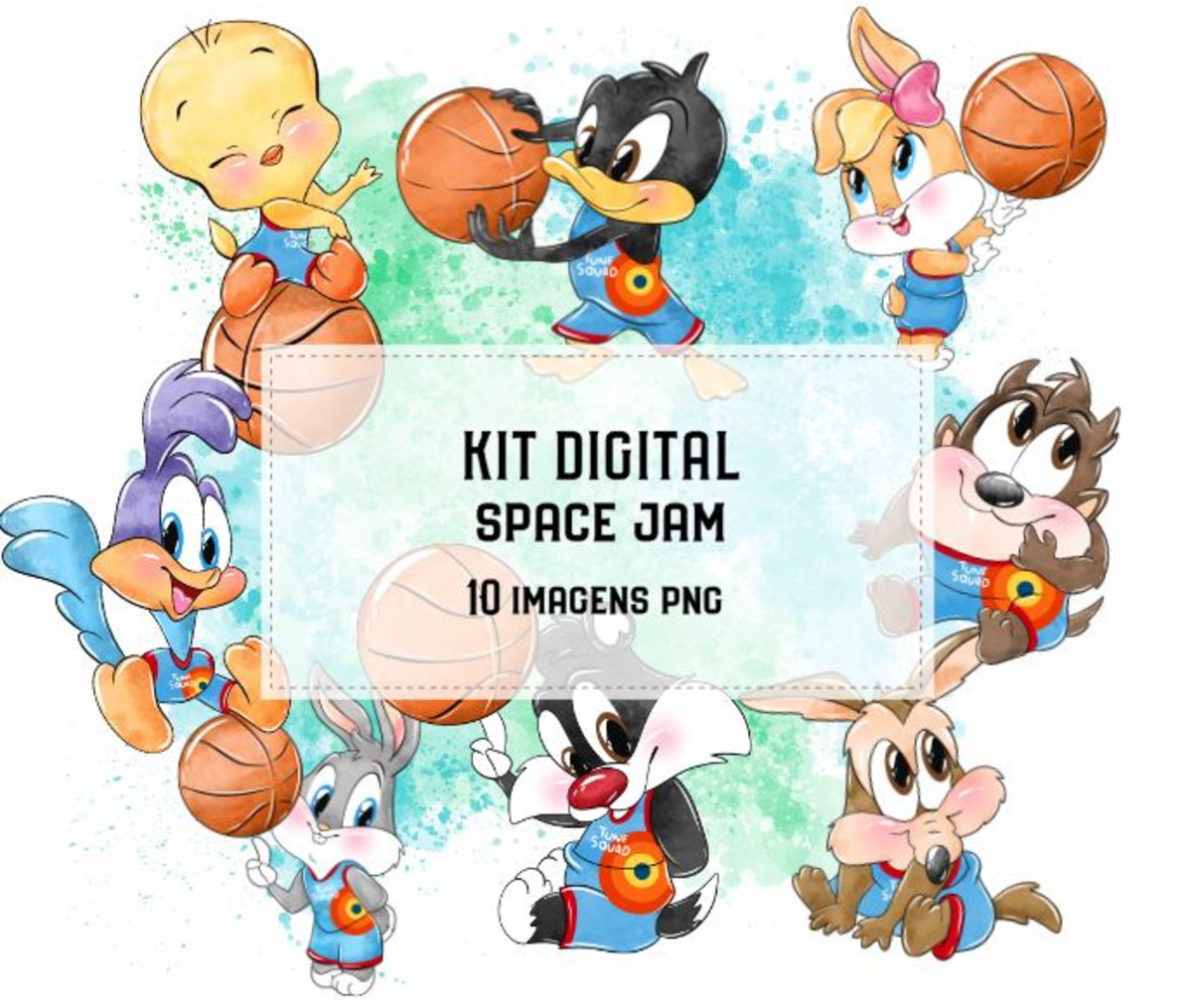 Kit Digital Space Jam Aquarelado #1838#
