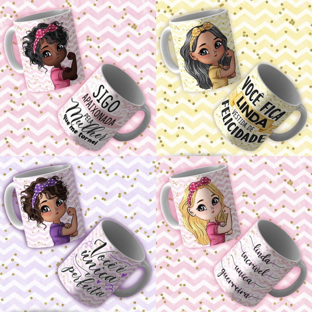 Kit Digital Sublimação Caneca Dia da Mulher - 7 Artes