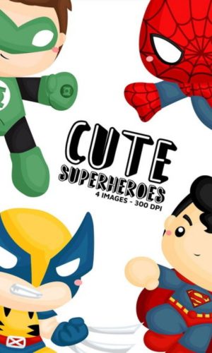 kit Digital Super Heróis cute PNG- Scrapbook