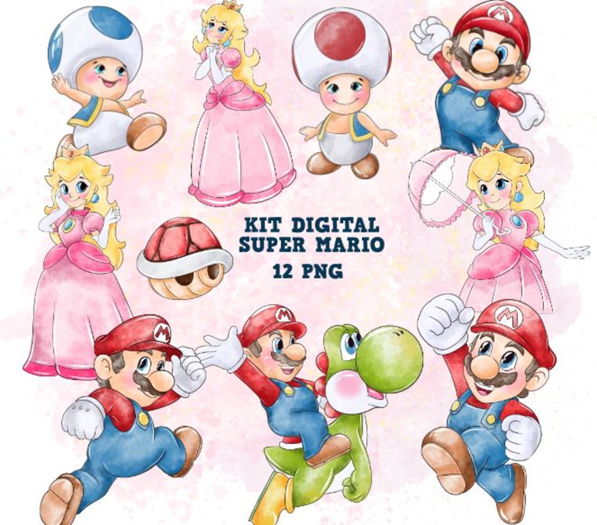 Kit Digital Super Mario Aquarelado 1687