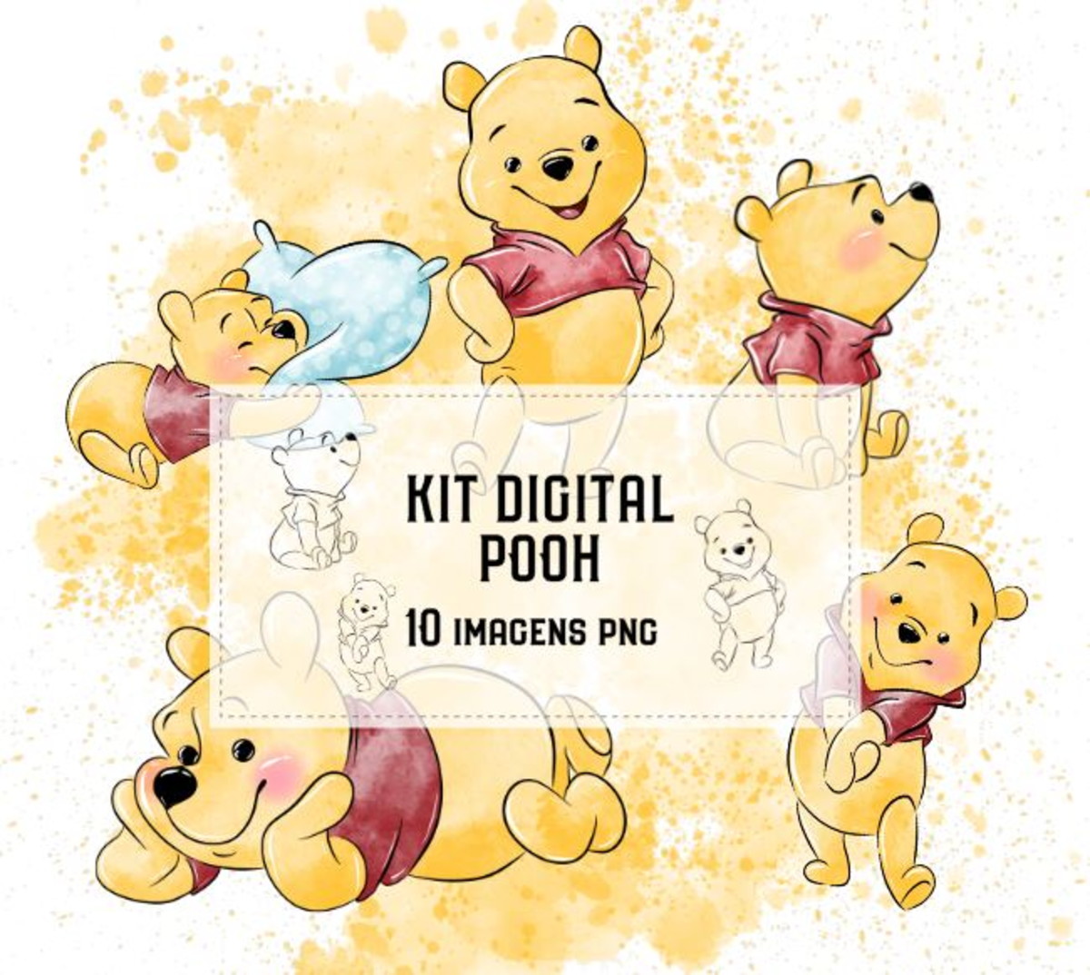 Kit Digital Ursinho Pooh Aquarela #1938#