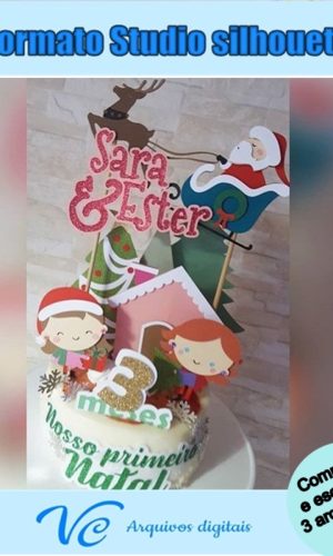 M102- Arquivo de corte Topo de bolo Natal Papai Noel -02
