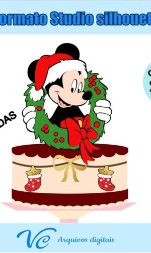 M120- Arquivo Corte Topo de bolo Mickey Natal -04