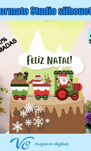 M125- Arquivo Topo de bolo Trenzinho Papai Noel -NATAL