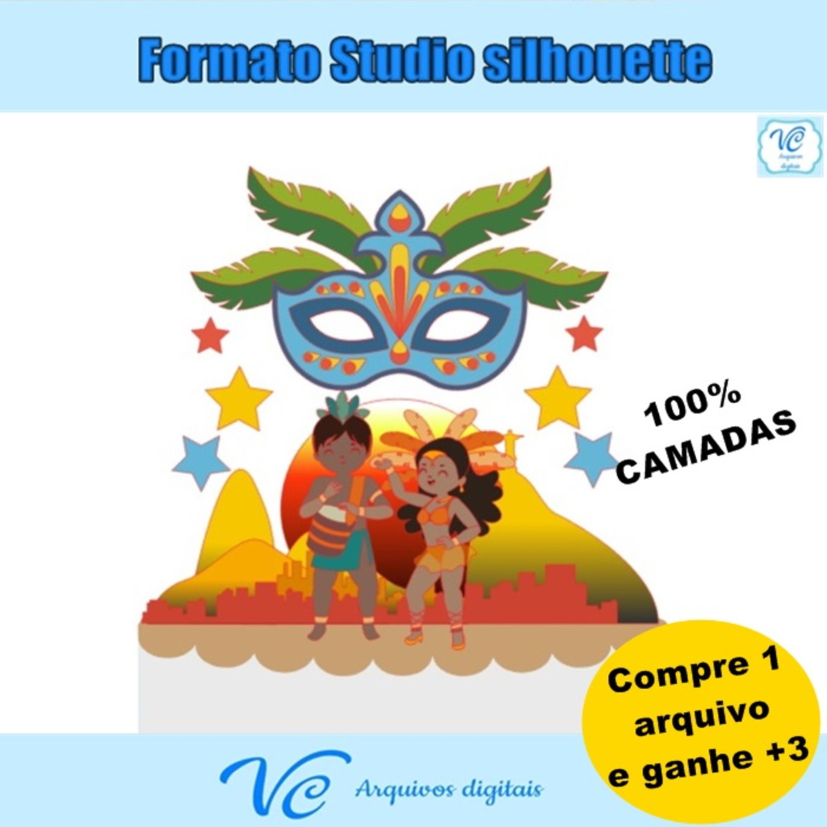 M138- Arquivo de corte Topo Bolo Carnaval Rio de Janeiro