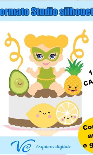 M148- Arq. de corte Topo de Bolo Carnaval Menina Frutinha