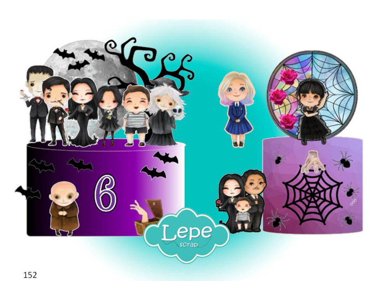 M152 - Topo de Bolo Wandinha Cute - Addams