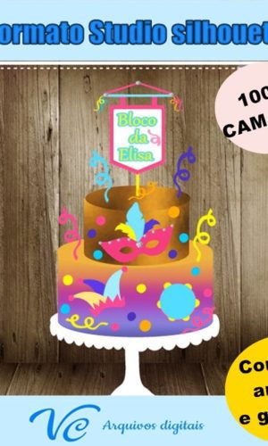 M160- Arquivo de corte Topo de Bolo Carnaval Mascaras 10