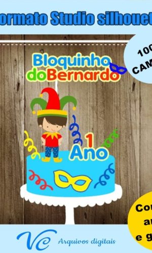 M165- Arquivo de corte Topo de Bolo Carnaval Menino