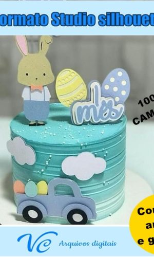 M178- Arquivo Topo Páscoa Coelhinho Carrinho - Camadas