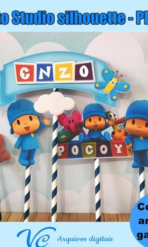 M277- Topo de bolo Pocoyo - Arquivo de Corte Studio e PDF