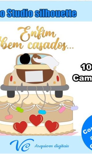 M284- Arquivo de corte Topo de bolo Enfim Casados