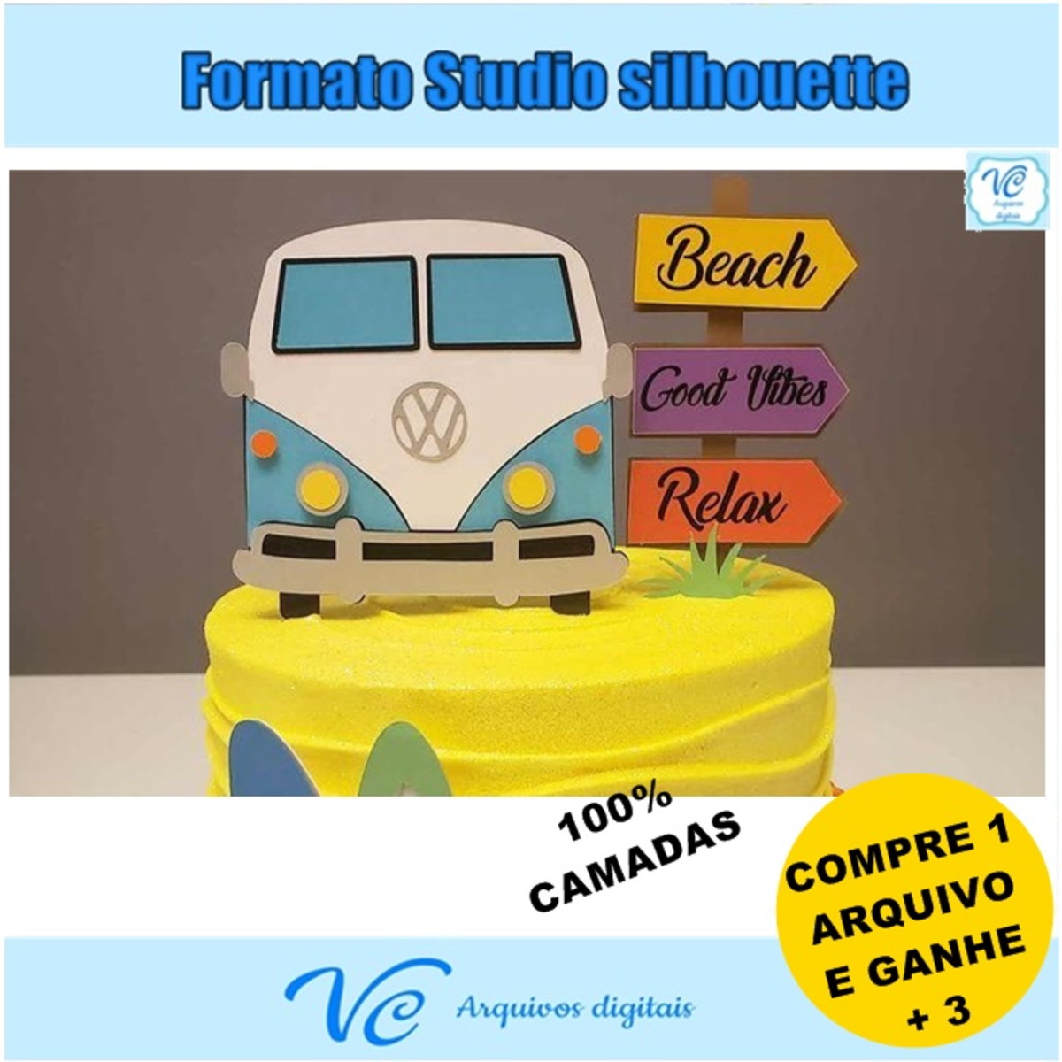 M288- ARQUIVO DE CORTE TOPO DE BOLO FÉRIAS NA KOMBI 02