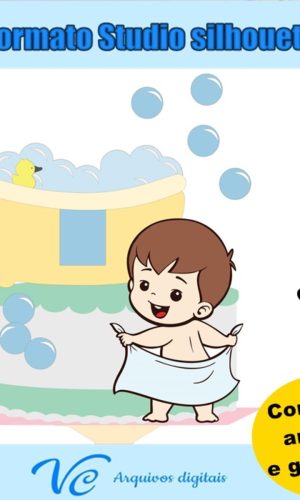 M57- Arquivo Topo de Bolo - Bebê Menino na Banheira