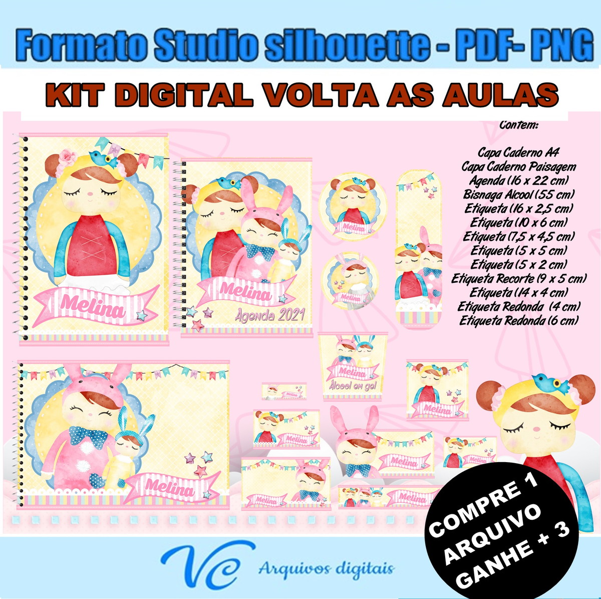M610- Arquivo de corte Volta ás Aulas Metto doll