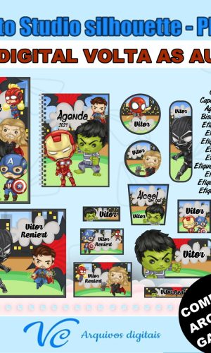 M614- Arquivo de corte Volta ás Aulas Super Herois