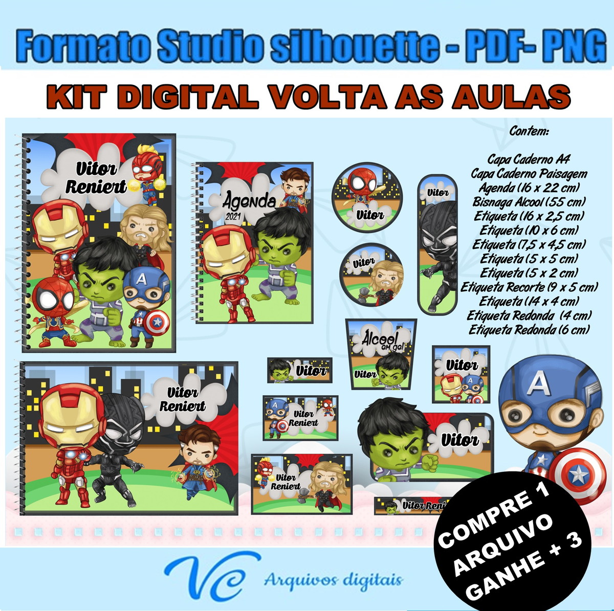 M614- Arquivo de corte Volta ás Aulas Super Herois