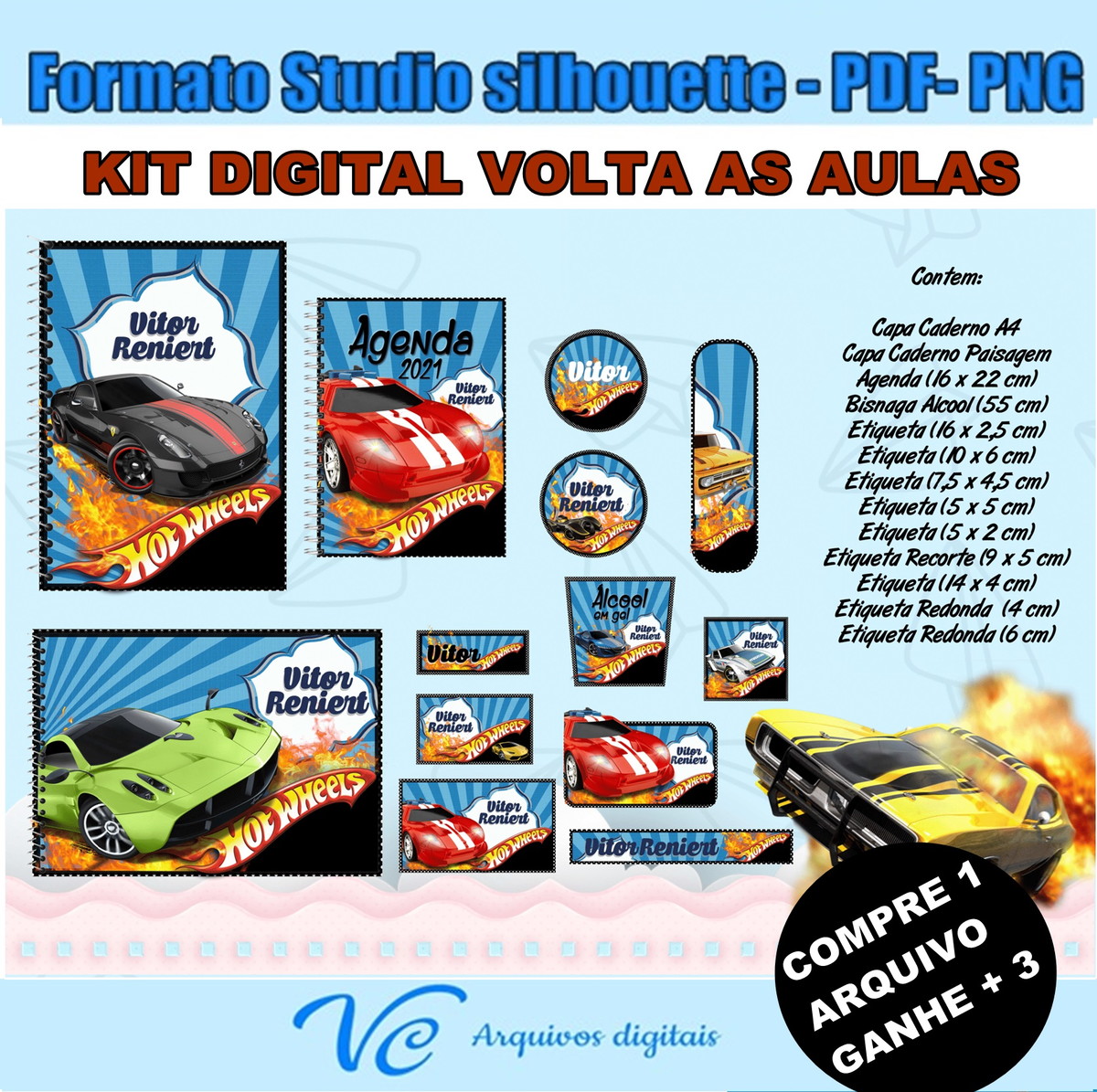 M615-Arquivo de corte Volta ás Aulas Hot wheels