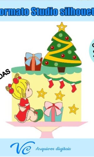 M84- Arquivo de corte Topo de bolo Natal Menina 04 STUDIO