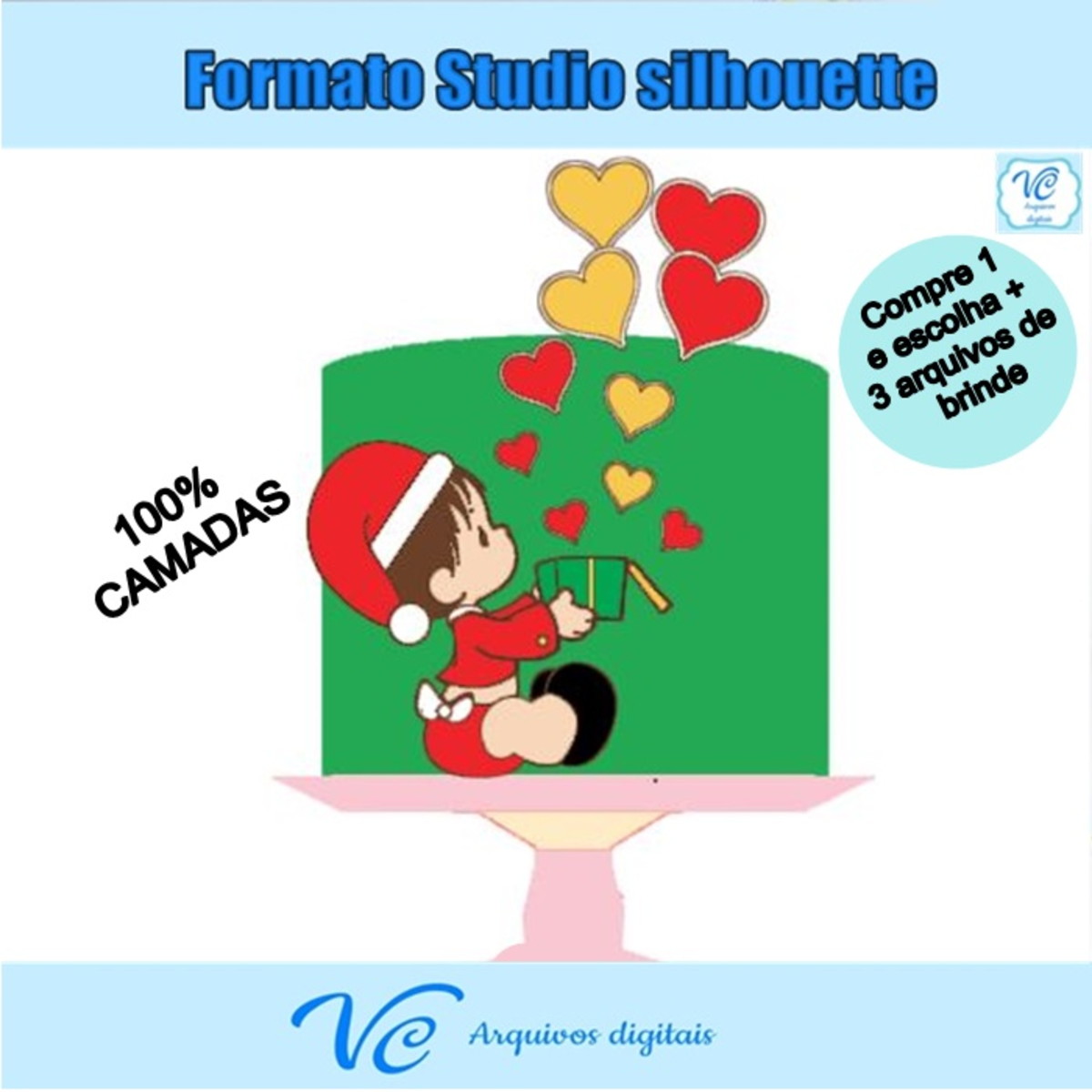 M85- Arquivo de corte Topo de bolo Natal bebe STUDIO