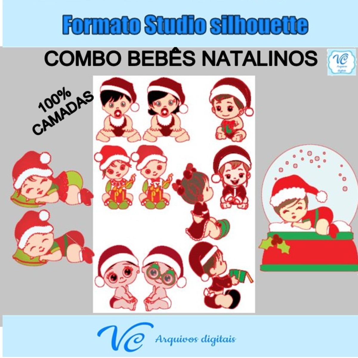 M857- Arquivo de Corte Bebes de Natal em Camadas Combo