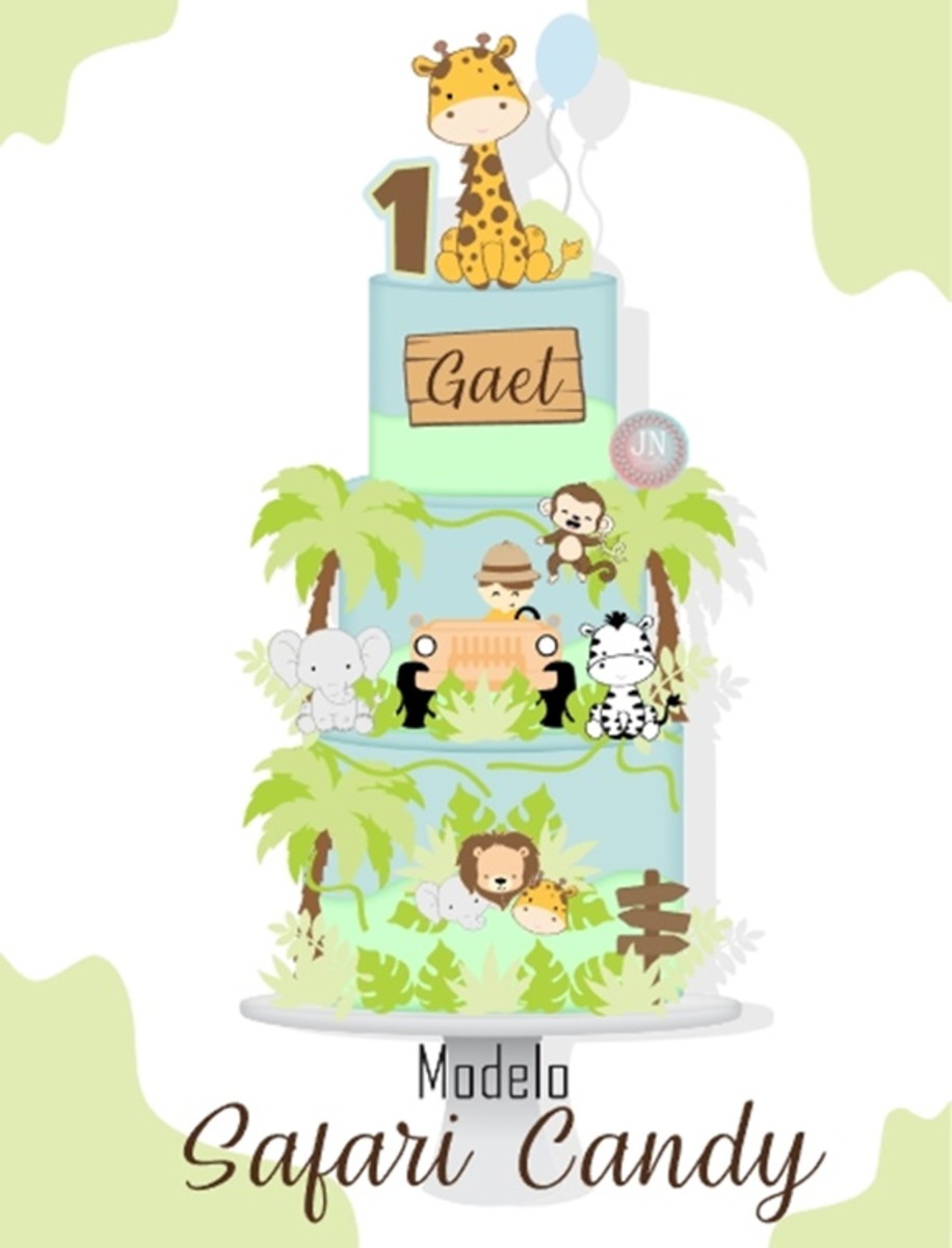 Safari Candy -topo de Bolo Arquivo de Corte e Impressão