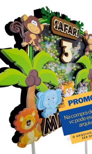 Studio/pdf Arquivo de Corte Topo de Bolo Safari Cute -036