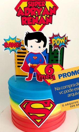 Studio/pdf Arquivo de Corte Topo de Bolo Super Man Cute -003