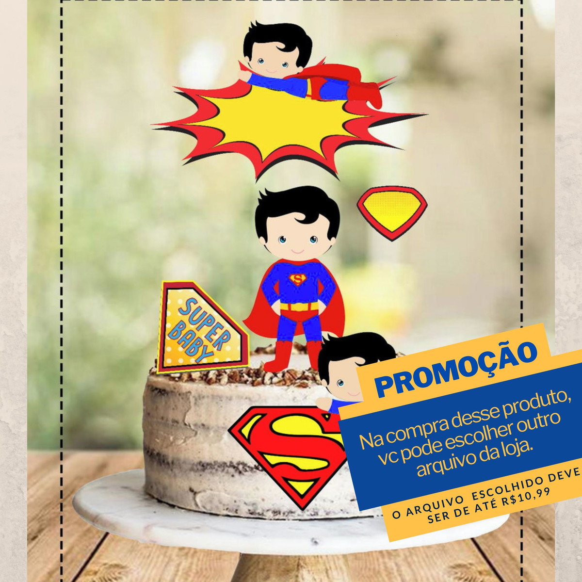 Studio/pdf Arquivo de Corte Topo de Bolo Super Man Cute