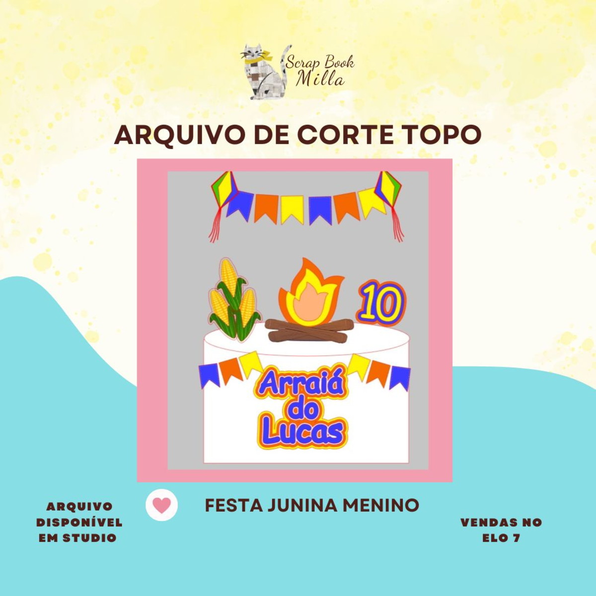 Topo Arraiá Menino Arquivo de Corte Silhouette Studio