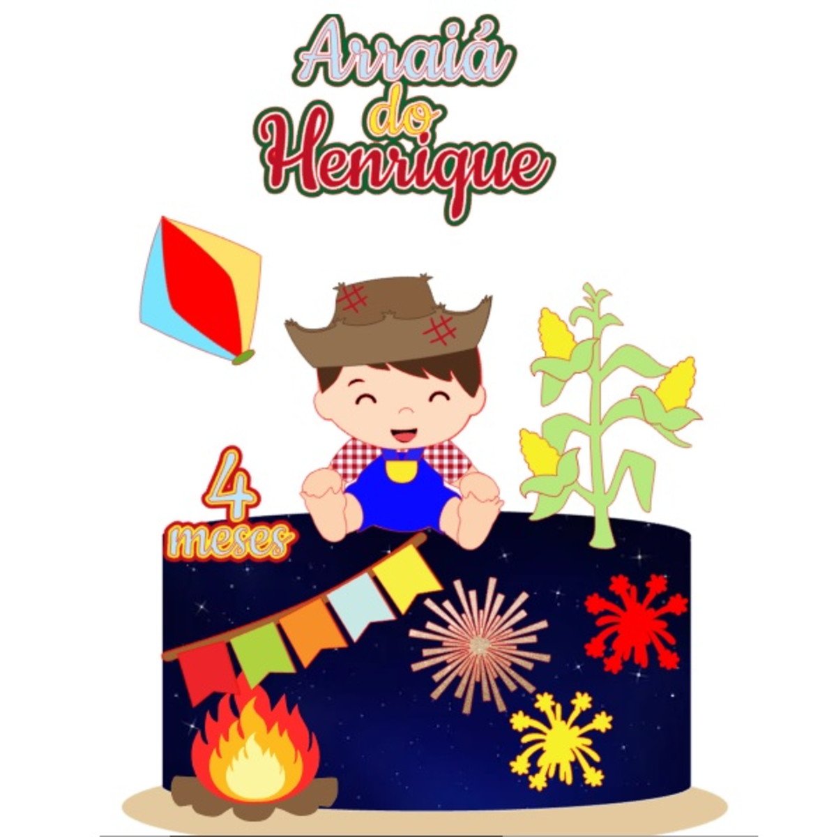 Topo Arraia Menino Baby em Camada + 4 Arquivos a Sua Escolha