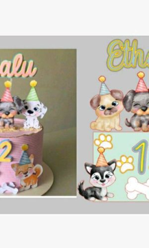 Topo cachorrinhos cute + 4 ARQUIVOS A SUA ESCOLHA