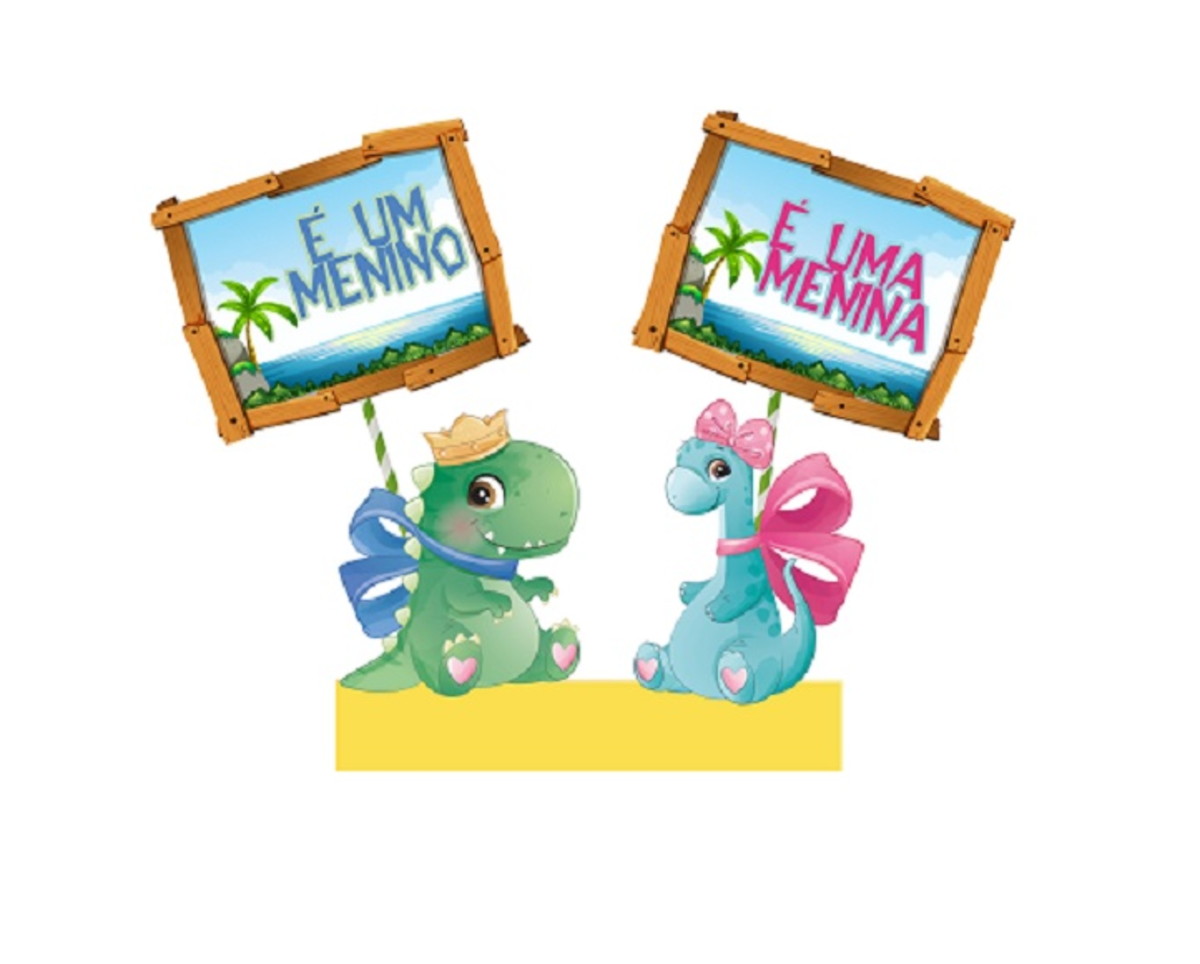Topo Chá Revelação Dino Cute - Arquivo Digital