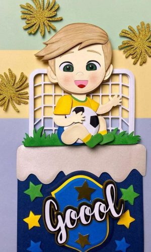 Topo Copa em Camadas Menino Loiro + 4 Arquivos a Sua Escolha