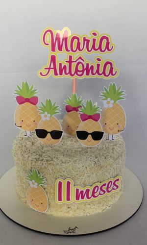 Topo de bolo Abacaxi cute - Arquivo de corte