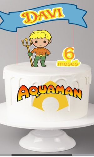 Topo de Bolo Aquaman Cute + Arquivos a Sua Escolha