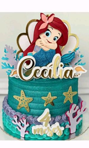 TOPO DE BOLO ARIEL Cute + 4 ARQUIVOS A SUA ESCOLHA