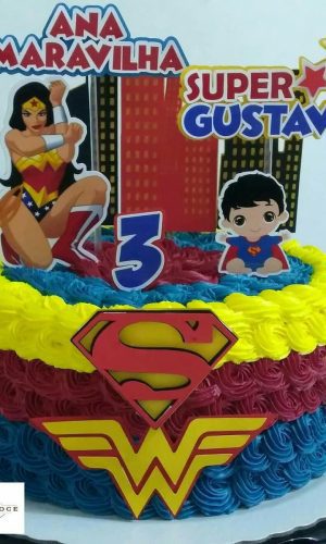 TOPO DE BOLO ARQUIVO DE CORTE MULHER MARAVILHA E SUPER BABY