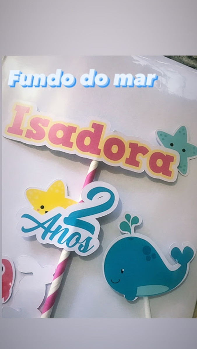 Topo de Bolo Arquivo de Corte Silhouette Fundo do Mar Menina - Imagem 2