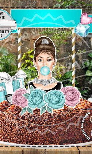 TOPO DE BOLO AUDREY HEPBURN REF 1309 - ARQUIVO DIGITAL