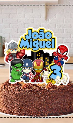 Topo de Bolo Avengers Cute 4778 - Arquivo Digital