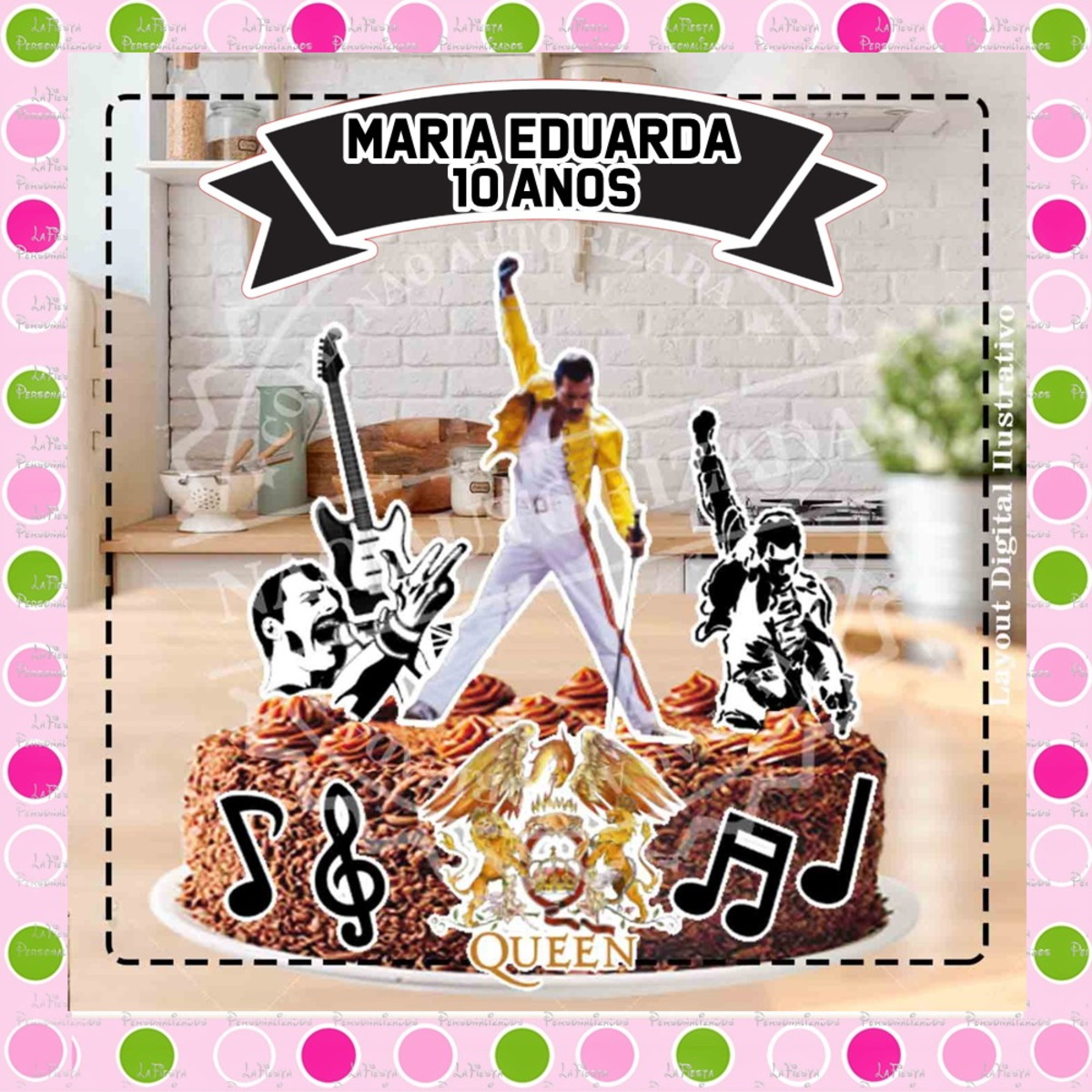 Topo de Bolo Banda Queen