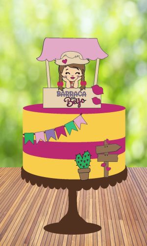 Topo de Bolo Barraca do Beijo Cute - Arquivo Digital