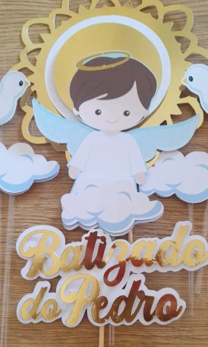 Topo de Bolo Batizado Luxo