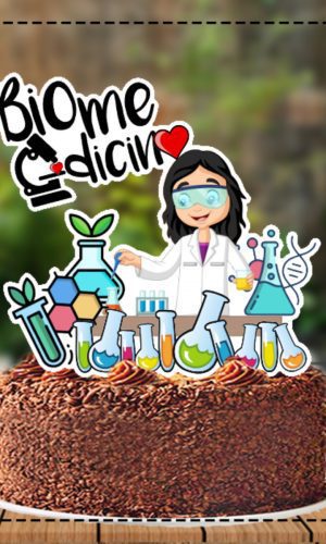 Topo de Bolo Biomedicina Mulher 5126 Arquivo Digital